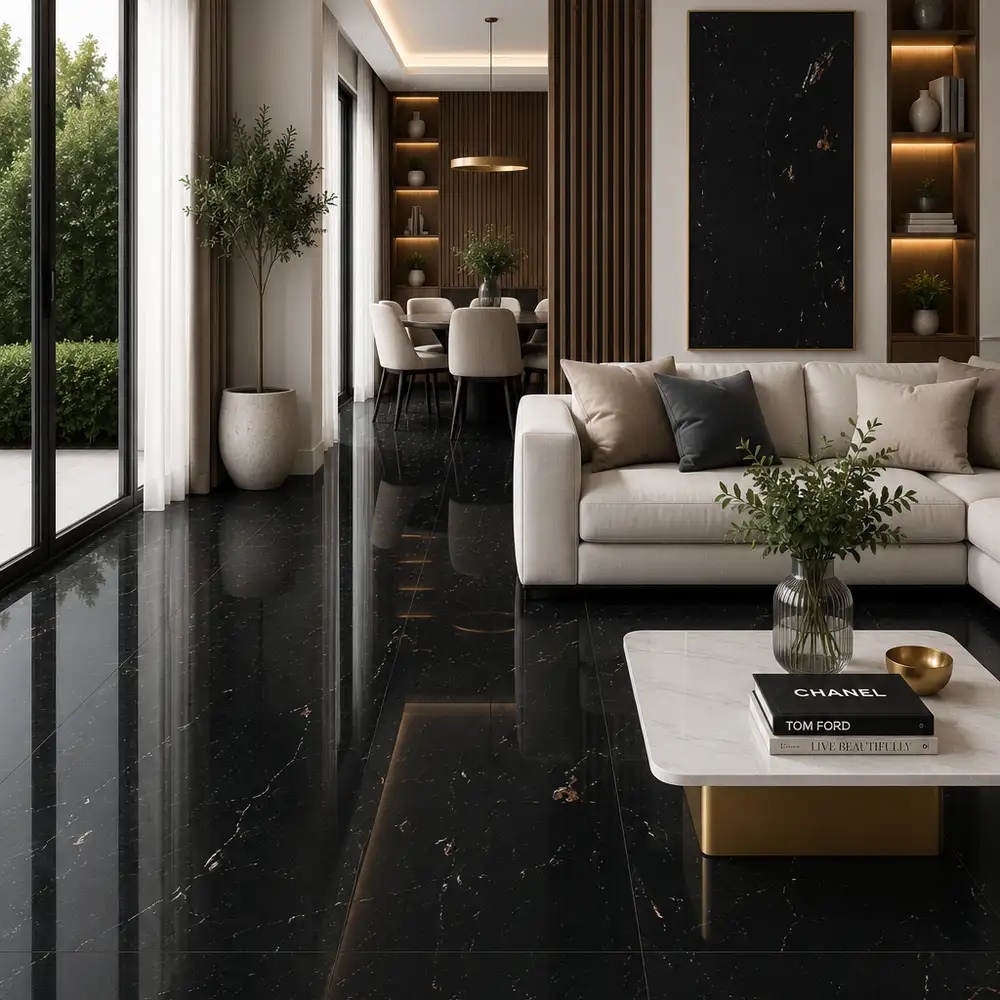 Harper Black Glazed Polished Porcelain 600X1200mm - Image 2