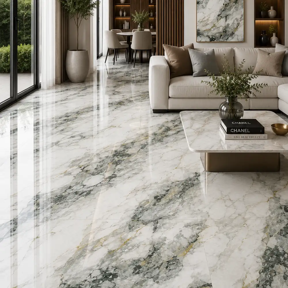 Clivia Green High Gloss Polished Porcelain 1200X3200mm - Image 2