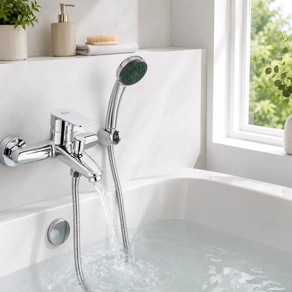 Alco Tivona Lux Bath Mixer with Hose – Chrome - Image 2