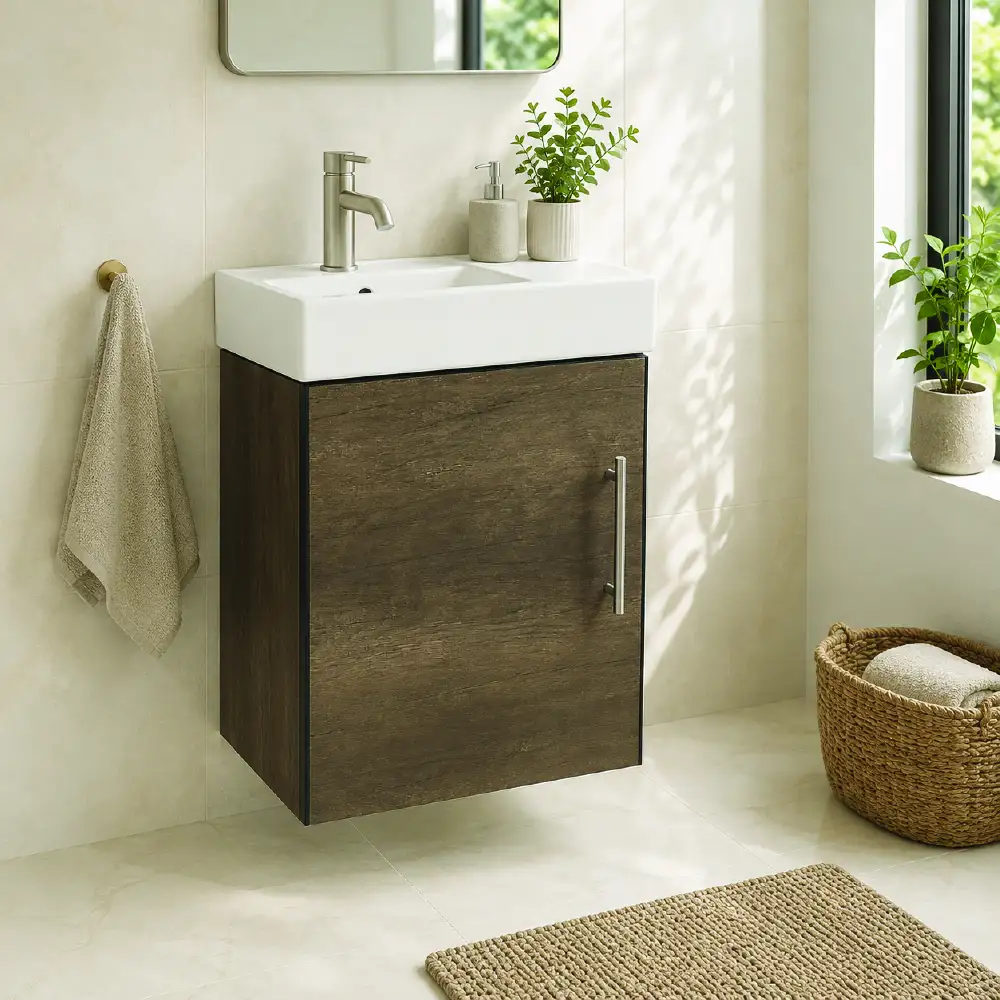 Mosco Cabinet Set With Basin – Wood Combo 390x220mm - Image 2