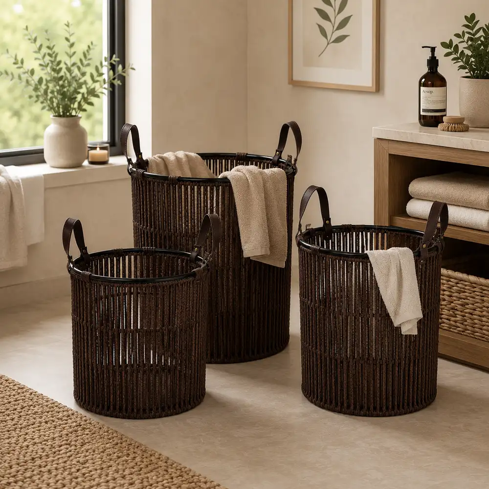 3 Pc Laundry Storage Round - Mahogany - Image 2