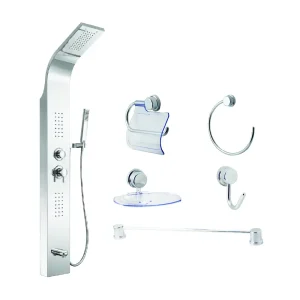 Shower Panel With 5pc Accessory Set Combo