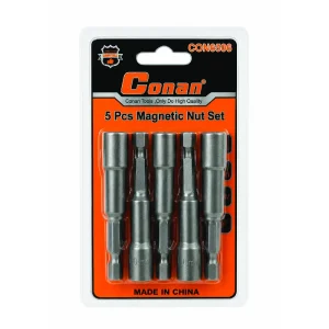 Conan Magnetic Nut Set 5 Pcs 6x65mm 15/64x2-1/2 Inch