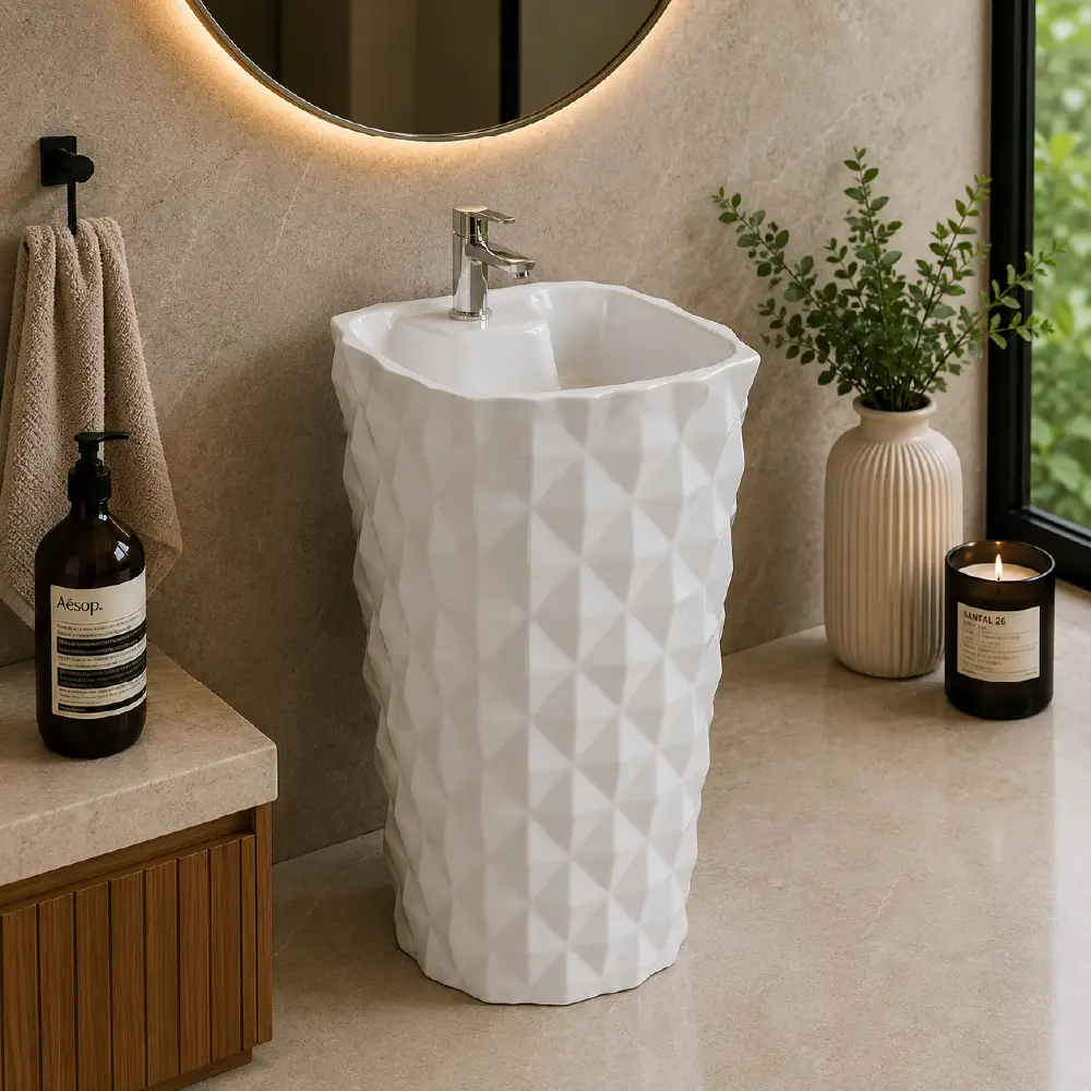 Hexa Free Standing Basin White - Image 2