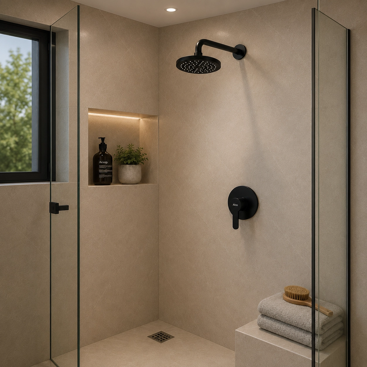 Alco ABS Rose Shower Head - Aspire Black 100mm - Image 2