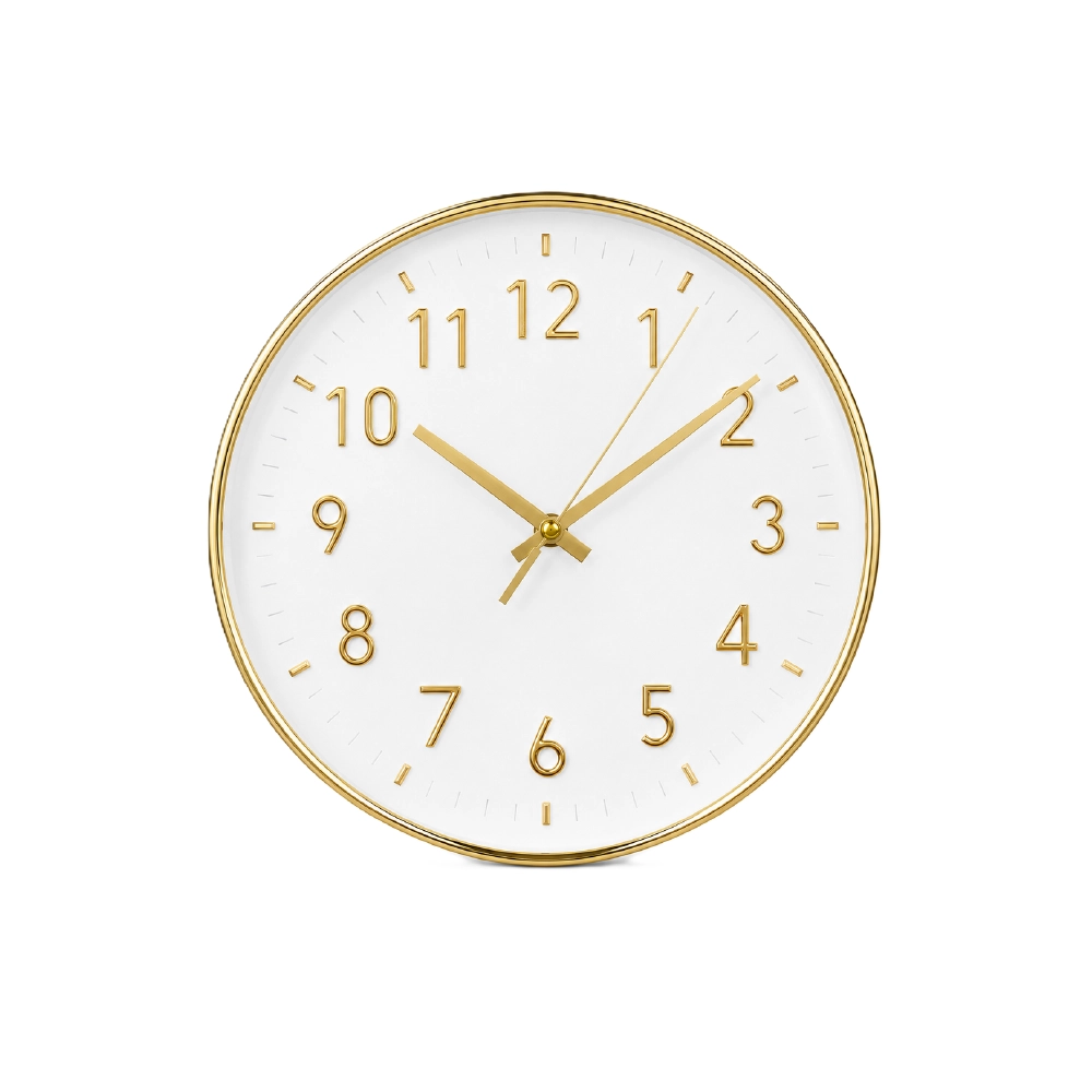 Wall Clock Round - White and Gold 20cm