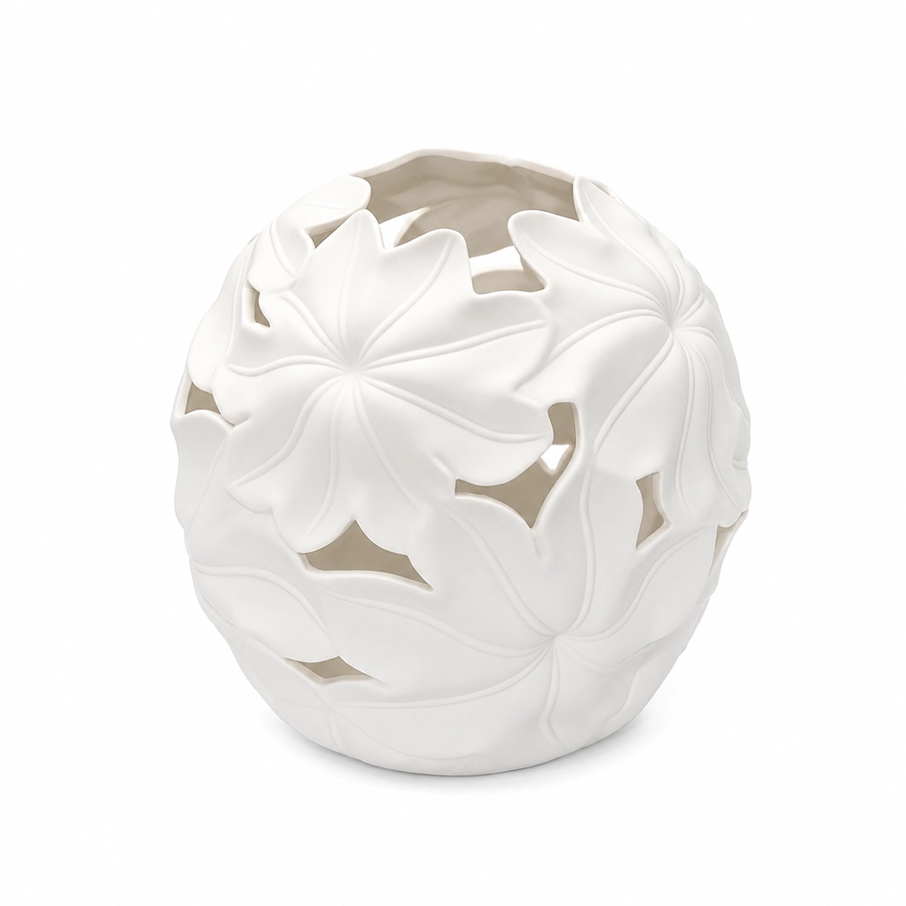 Fancy White Round Flower Vase
