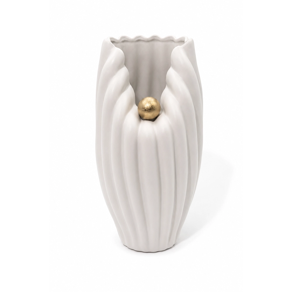 Fancy White Pearl Vase - Large - Image 2