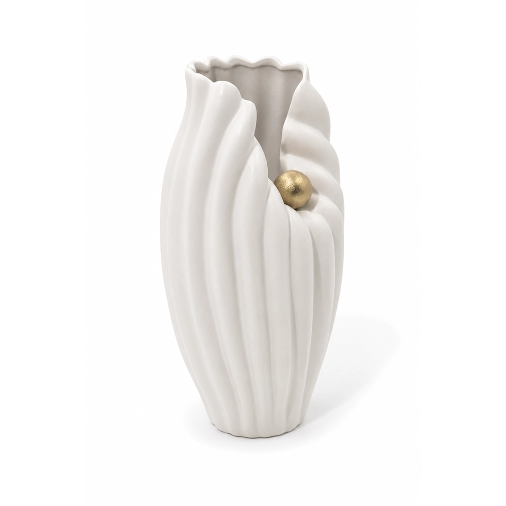 Fancy White Pearl Vase - Large