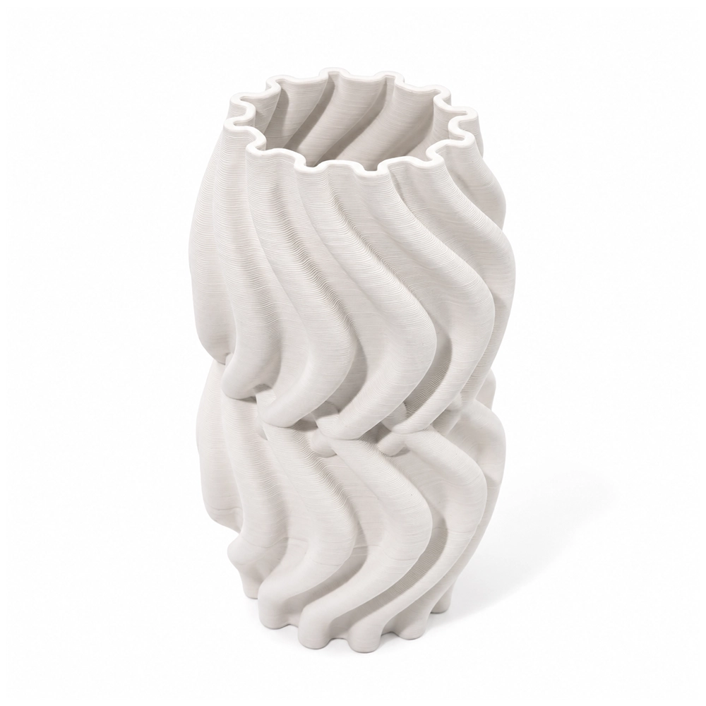 Fancy White Folds Vase - Image 2