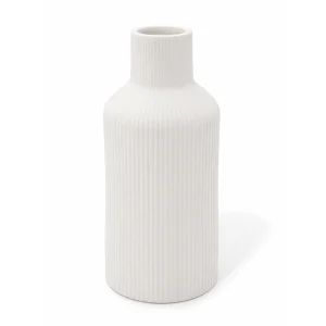 White Vase Small - Line Patterns