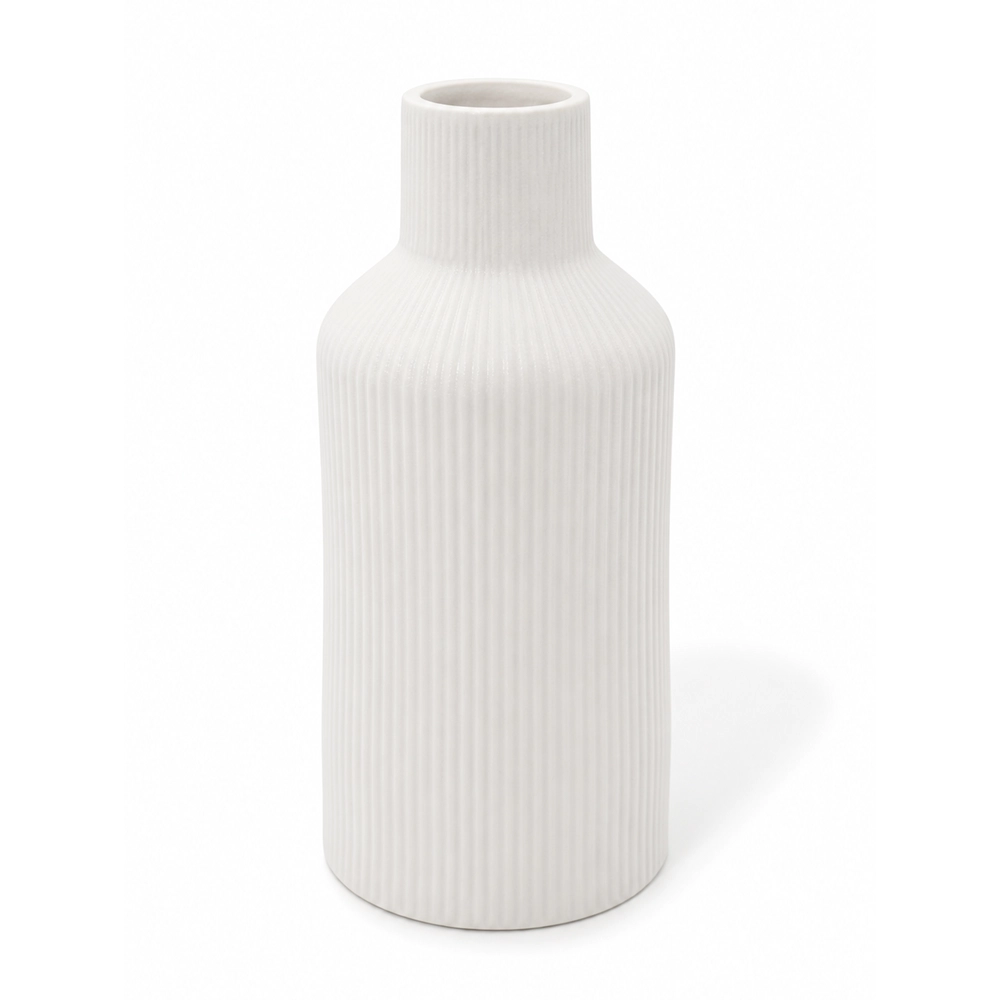 White Vase Small - Line Patterns