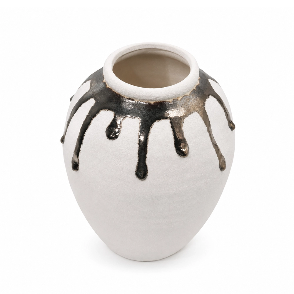 Fancy Metallic Drip Vase Round - Image 2