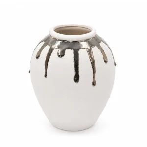 Fancy Metallic Drip Vase Round