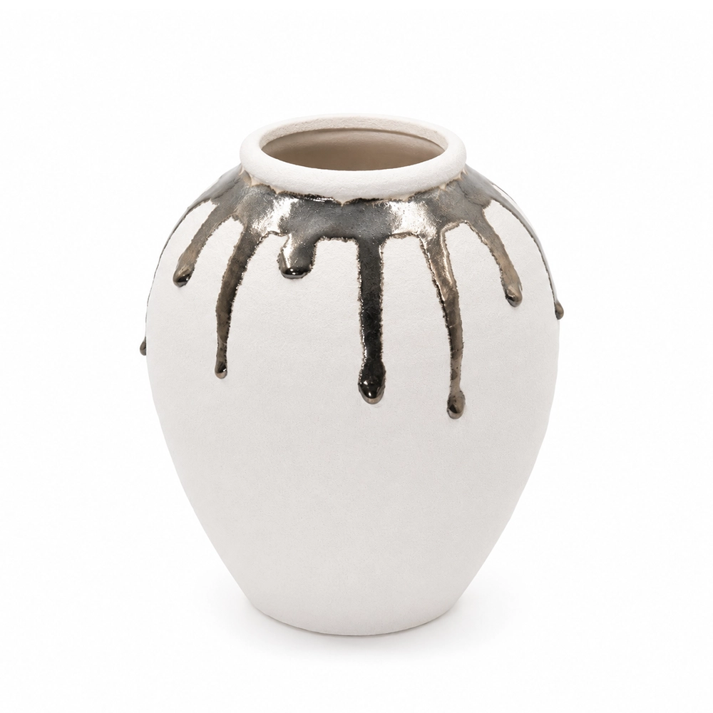 Fancy Metallic Drip Vase Round
