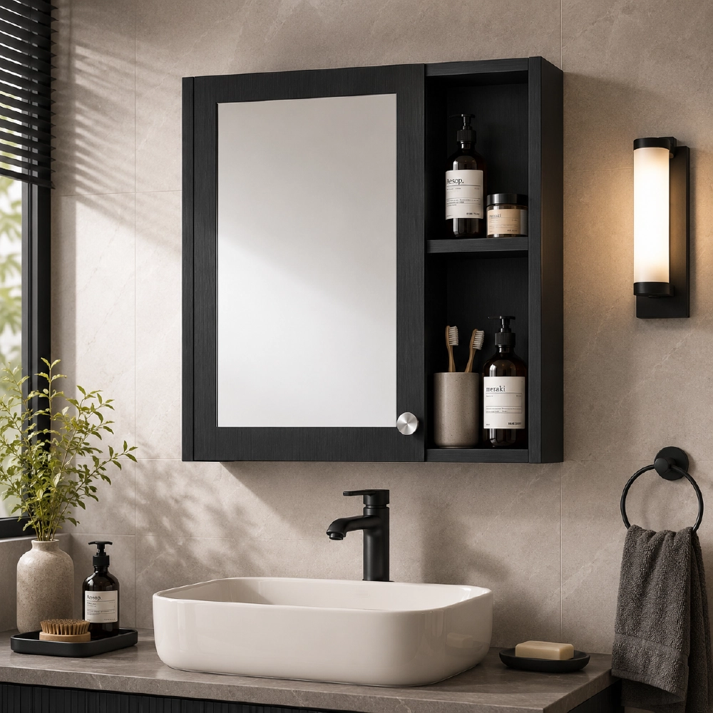 Maahira Black Mirror Cabinet 520×550mm - Image 2