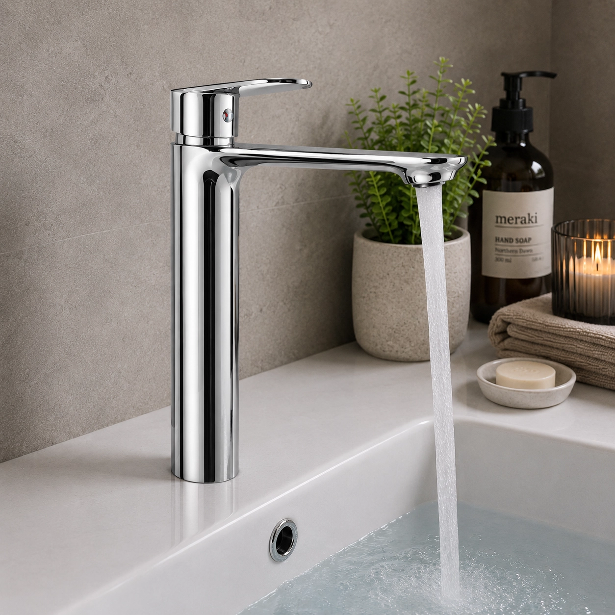 Aquavit Lenoro Basin Mixer Long Body 30mm Chrome - Image 2