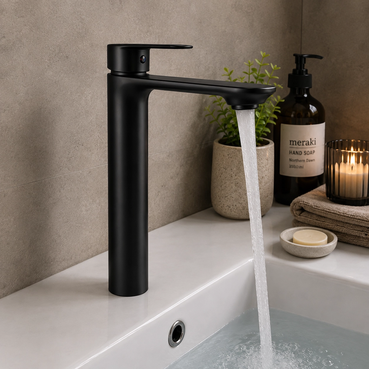 Aquavit Lenoro Basin Mixer Long Body 30mm Black - Image 2