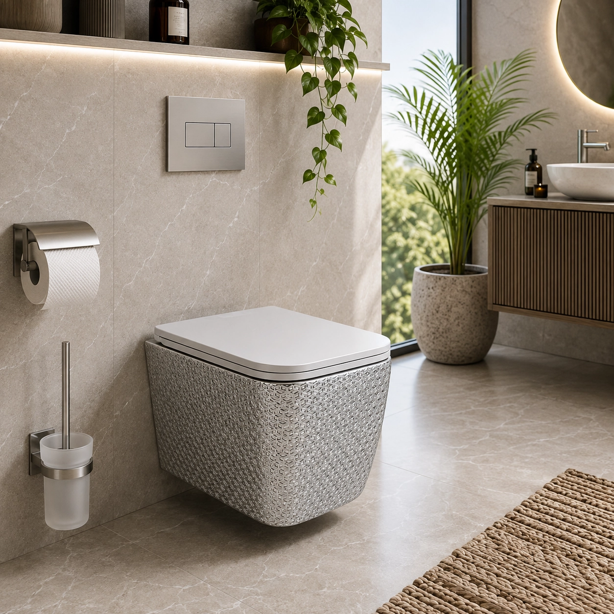 Wall Hung Toilet (Electroplated Silver) - Image 2