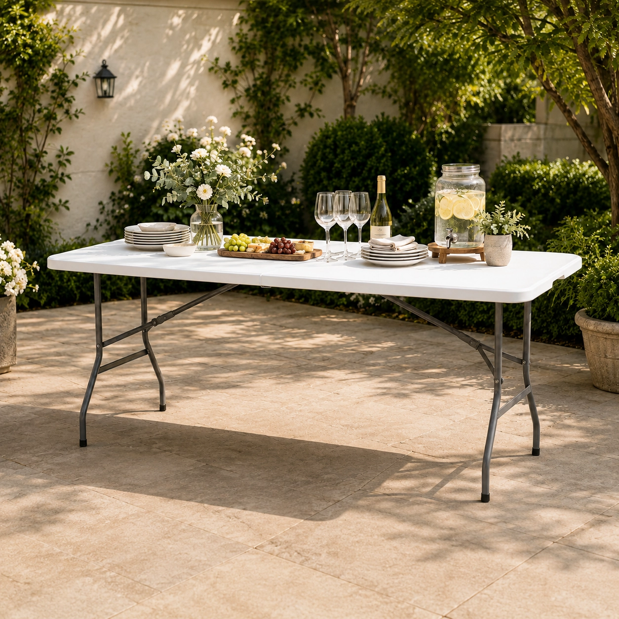 Folding Table – 6ft Blue/White - Image 2