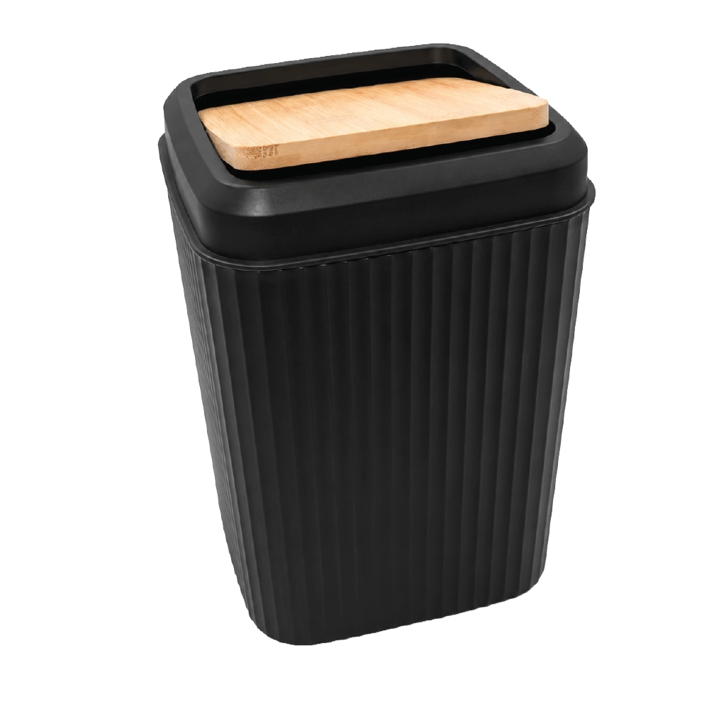 6 PC Bathroom Set Square - Black and Bamboo - Image 3