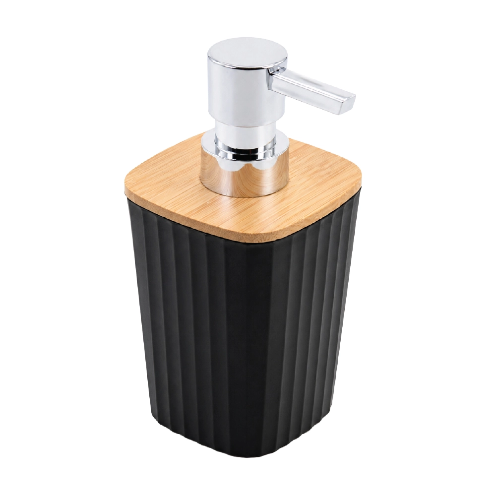 6 PC Bathroom Set Square - Black and Bamboo - Image 2