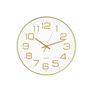 Wall Clock Round - White and Gold 30cm