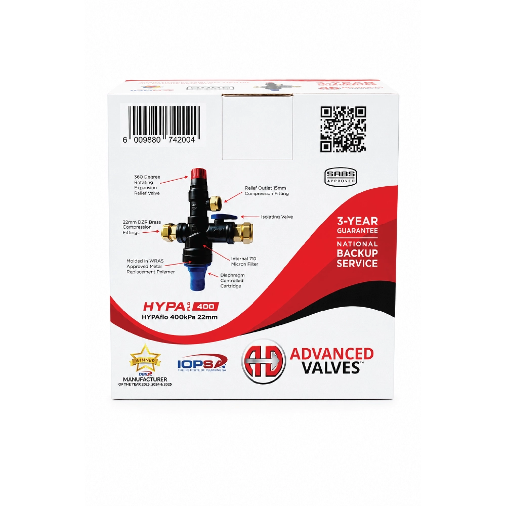 Pressure Valve Hypaflo 400KPA 22mm - Image 3