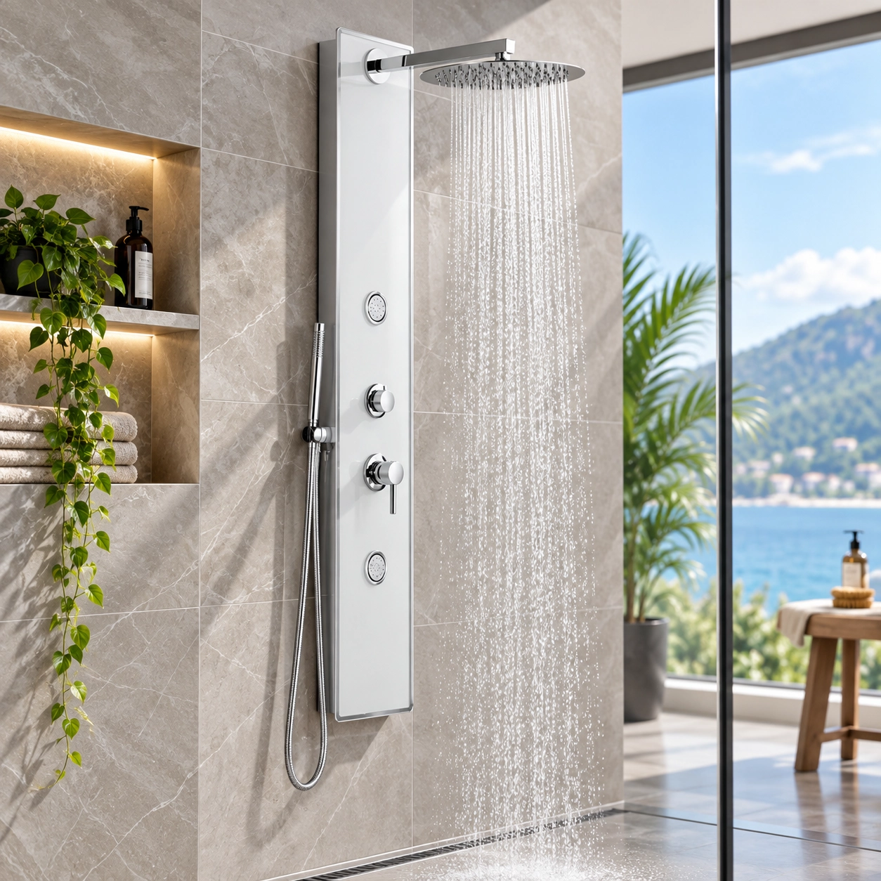 Aquavit Shower Panel (White) 1400×240mm - Image 2