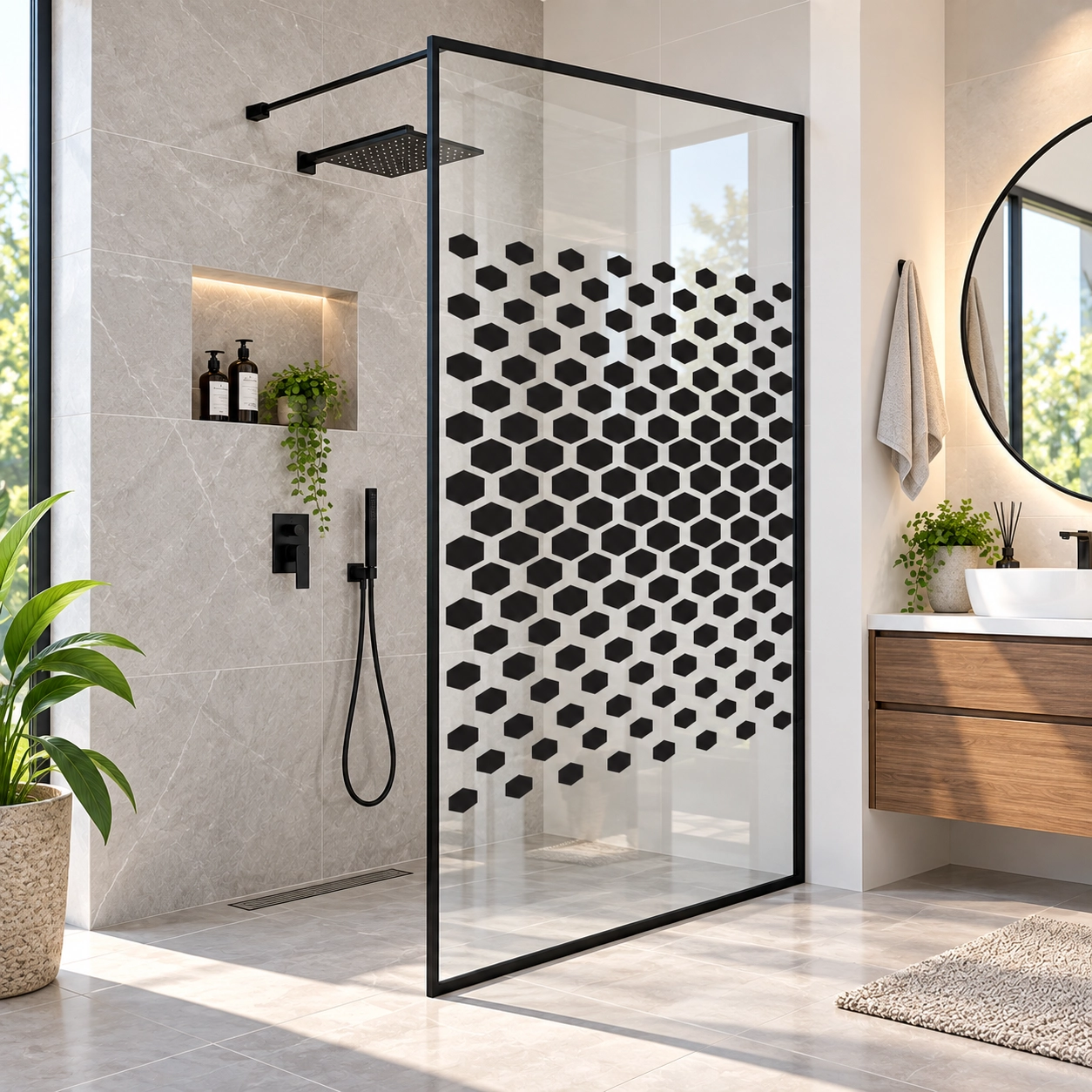Aqua Shield Shower Screen Black Design1000X2000X6mm - Image 2