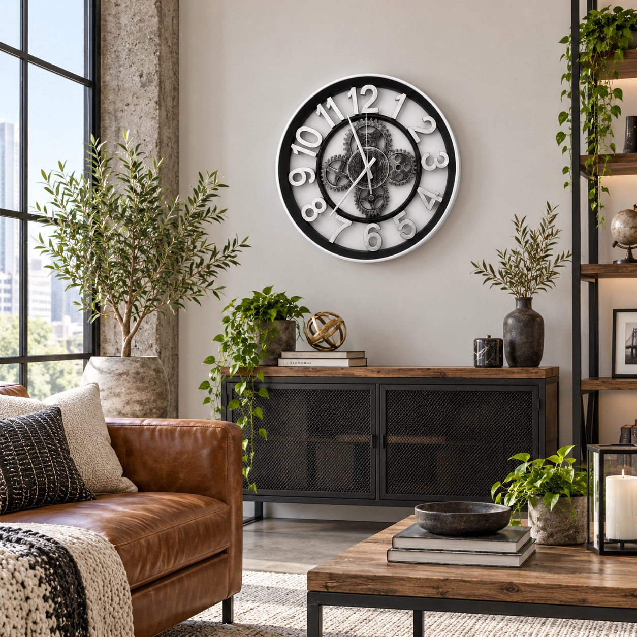 Wall Clock Mechanical Background With Black Frame 400x400mm - Image 2