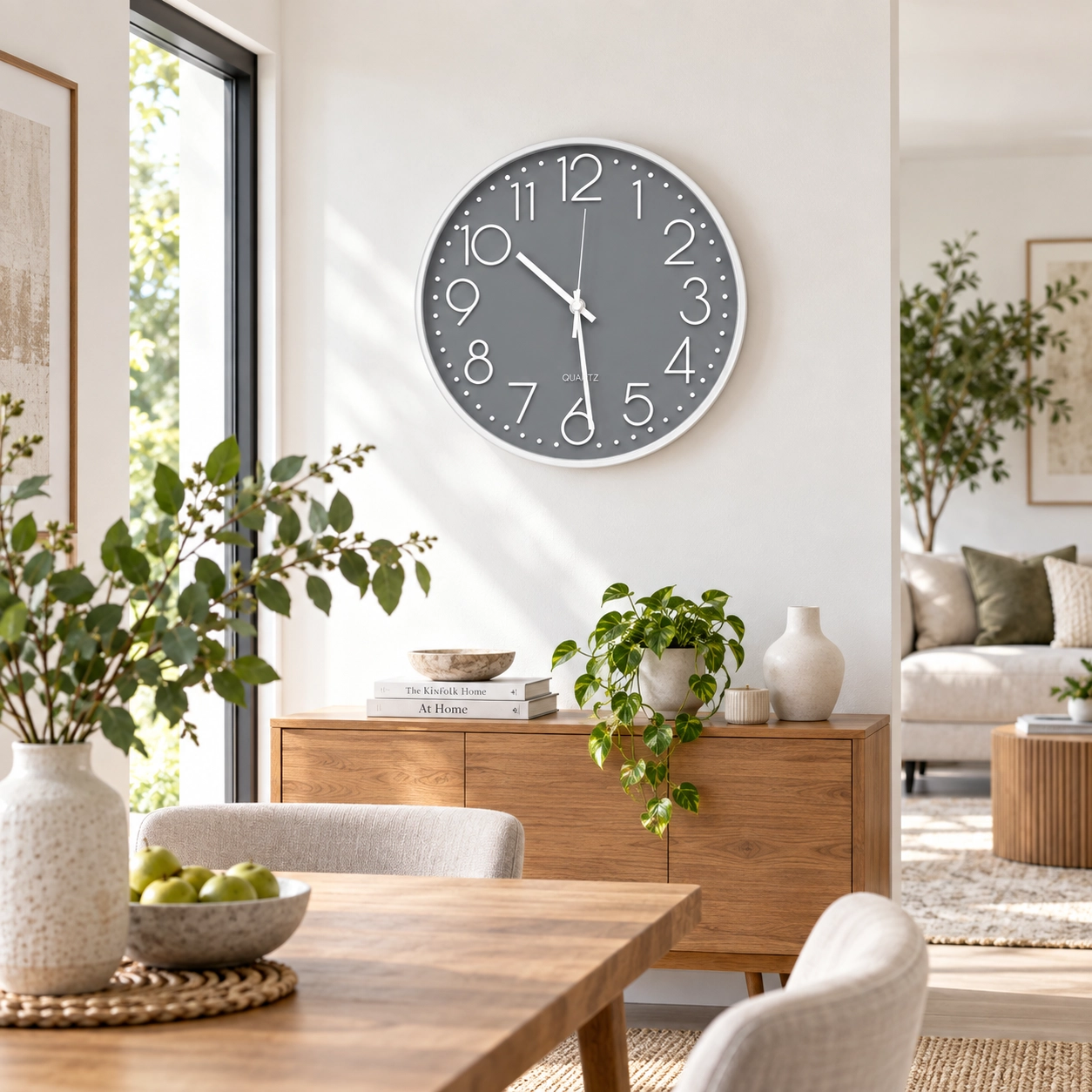 Wall Clock Grey Background With White Numbers 500x500mm - Image 2