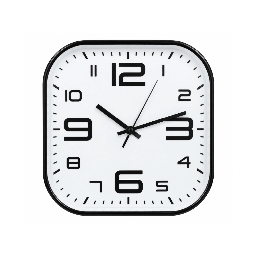Wall Clock Square Black 300mm