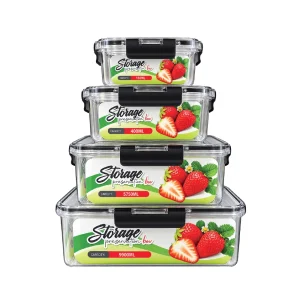 Fridge Organizer With Lids Pet Plastic 4pc